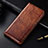 Funda de Cuero Cartera con Soporte Carcasa H03 para Apple iPhone 15 Pro Max Marron