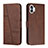 Funda de Cuero Cartera con Soporte Carcasa H03X para Nothing Phone 1 Marron