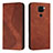 Funda de Cuero Cartera con Soporte Carcasa H03X para Xiaomi Redmi Note 9 Marron