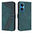 Funda de Cuero Cartera con Soporte Carcasa H04X para Huawei Honor X7 Verde