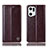 Funda de Cuero Cartera con Soporte Carcasa H06P para Oppo Find X5 Pro 5G Marron