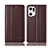 Funda de Cuero Cartera con Soporte Carcasa H07P para Oppo Find X5 Pro 5G Marron