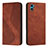 Funda de Cuero Cartera con Soporte Carcasa H07X para Motorola Moto E32 India Marron