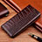 Funda de Cuero Cartera con Soporte Carcasa H08P para Apple iPhone 12 Pro Max Marron