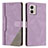 Funda de Cuero Cartera con Soporte Carcasa H10X para Motorola Moto G53 5G Morado