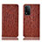 Funda de Cuero Cartera con Soporte Carcasa H18P para Oppo A93s 5G Marron