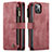 Funda de Cuero Cartera con Soporte Carcasa H28 para Apple iPhone 13 Rojo