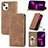 Funda de Cuero Cartera con Soporte Carcasa H30 para Apple iPhone 13 Marron