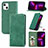 Funda de Cuero Cartera con Soporte Carcasa H30 para Apple iPhone 13 Mini Verde