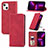 Funda de Cuero Cartera con Soporte Carcasa H30 para Apple iPhone 14 Plus Rojo