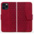 Funda de Cuero Cartera con Soporte Carcasa HF1 para Apple iPhone 14 Pro Rojo