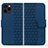 Funda de Cuero Cartera con Soporte Carcasa HF1 para Apple iPhone 15 Pro Azul