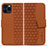 Funda de Cuero Cartera con Soporte Carcasa HF1 para Apple iPhone 15 Pro Marron