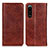 Funda de Cuero Cartera con Soporte Carcasa K01Z para Sony Xperia 5 III SO-53B Marron