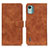 Funda de Cuero Cartera con Soporte Carcasa K03Z para Nokia C12 Plus Marron