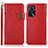 Funda de Cuero Cartera con Soporte Carcasa K03Z para Oppo A16 Rojo