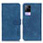 Funda de Cuero Cartera con Soporte Carcasa K03Z para Vivo V21e 4G Azul