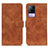 Funda de Cuero Cartera con Soporte Carcasa K03Z para Vivo V21e 4G Marron