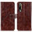 Funda de Cuero Cartera con Soporte Carcasa K04Z para HTC Desire 22 Pro 5G Marron