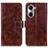 Funda de Cuero Cartera con Soporte Carcasa K04Z para Huawei Honor 60 5G Marron