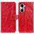 Funda de Cuero Cartera con Soporte Carcasa K04Z para Huawei Honor 60 5G Rojo