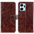 Funda de Cuero Cartera con Soporte Carcasa K04Z para Huawei Honor X7a Marron