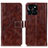 Funda de Cuero Cartera con Soporte Carcasa K04Z para Huawei Honor X8b Marron