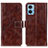 Funda de Cuero Cartera con Soporte Carcasa K04Z para Motorola Moto E22 Marron