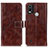 Funda de Cuero Cartera con Soporte Carcasa K04Z para Nokia C21 Plus Marron