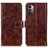 Funda de Cuero Cartera con Soporte Carcasa K04Z para Nokia G11 Marron