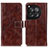 Funda de Cuero Cartera con Soporte Carcasa K04Z para OnePlus 12 5G Marron