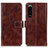 Funda de Cuero Cartera con Soporte Carcasa K04Z para Sony Xperia 5 III SO-53B Marron