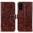 Funda de Cuero Cartera con Soporte Carcasa K04Z para Xiaomi Poco C65 Marron