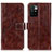 Funda de Cuero Cartera con Soporte Carcasa K04Z para Xiaomi Redmi Note 11 4G (2021) Marron