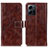 Funda de Cuero Cartera con Soporte Carcasa K04Z para Xiaomi Redmi Note 12 4G Marron