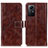 Funda de Cuero Cartera con Soporte Carcasa K04Z para Xiaomi Redmi Note 12S Marron