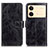 Funda de Cuero Cartera con Soporte Carcasa K04Z para Xiaomi Redmi Note 13R Pro 5G Negro