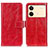 Funda de Cuero Cartera con Soporte Carcasa K04Z para Xiaomi Redmi Note 13R Pro 5G Rojo