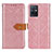 Funda de Cuero Cartera con Soporte Carcasa K05Z para Vivo T1 5G India Rosa