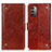 Funda de Cuero Cartera con Soporte Carcasa K06Z para Nokia G21 Marron Claro