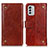 Funda de Cuero Cartera con Soporte Carcasa K06Z para Nokia G60 5G Marron Claro