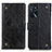 Funda de Cuero Cartera con Soporte Carcasa K06Z para Oppo A16 Negro