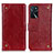 Funda de Cuero Cartera con Soporte Carcasa K06Z para Oppo A16 Rojo