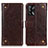 Funda de Cuero Cartera con Soporte Carcasa K06Z para Oppo F19s Marron