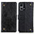 Funda de Cuero Cartera con Soporte Carcasa K06Z para Oppo F21s Pro 4G Negro