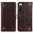 Funda de Cuero Cartera con Soporte Carcasa K06Z para Sony Xperia 10 IV Marron