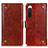 Funda de Cuero Cartera con Soporte Carcasa K06Z para Sony Xperia 10 V Marron Claro