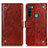 Funda de Cuero Cartera con Soporte Carcasa K06Z para Xiaomi Redmi Note 8 (2021) Marron Claro