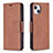 Funda de Cuero Cartera con Soporte Carcasa L01 para Apple iPhone 13 Marron