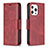 Funda de Cuero Cartera con Soporte Carcasa L01 para Apple iPhone 13 Pro Max Rojo